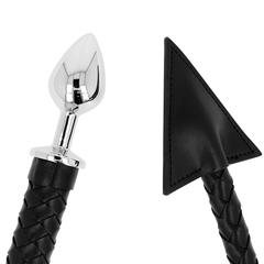 OHMAMA FETISH DEVIL''S TAIL LEATHER &amp; METAL ANAL PLUG 7 CM