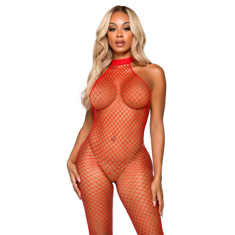 LEG AVENUE - LE FRIVOLE BODYSTOCKING - RACER COLLAR ONE SIZE - BLACK