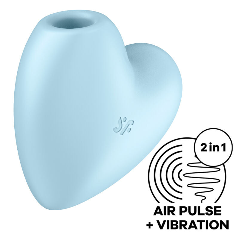 SATISFYER - ESTIMULADOR DE PULSO DE AIRE Y VIBRADOR CUTIE HEART AZUL