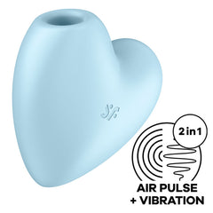 SATISFYER - ESTIMULADOR DE PULSO DE AIRE Y VIBRADOR CUTIE HEART AZUL