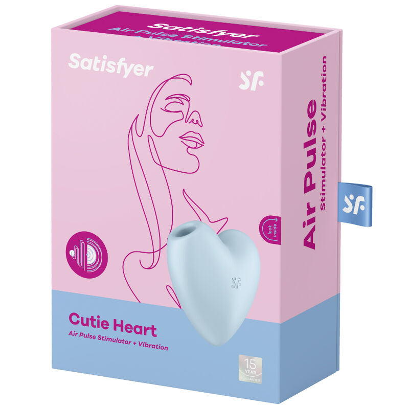 SATISFYER - ESTIMULADOR DE PULSO DE AIRE Y VIBRADOR CUTIE HEART AZUL