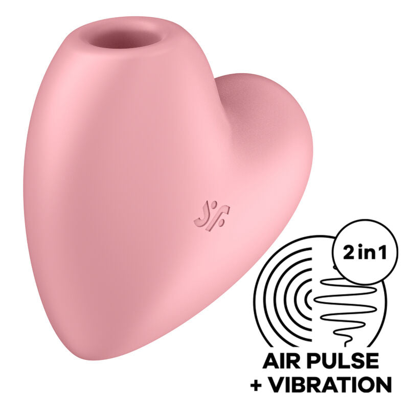 SATISFYER - ESTIMULADOR DE PULSO DE AIRE Y VIBRADOR CUTIE HEART AZUL