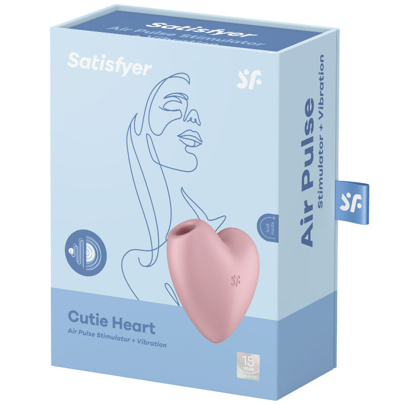 SATISFYER - ESTIMULADOR DE PULSO DE AIRE Y VIBRADOR CUTIE HEART AZUL