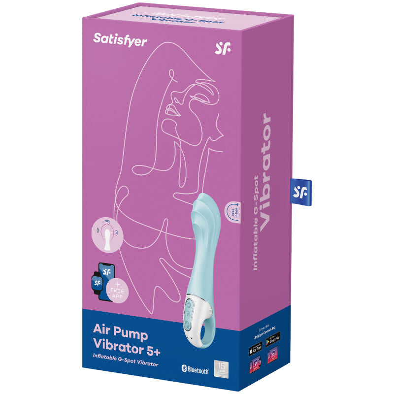 SATISFYER - AIR BOMBA VIBRADOR 5+ APP INFLABLE G-SPOT VIBRADOR AZUL