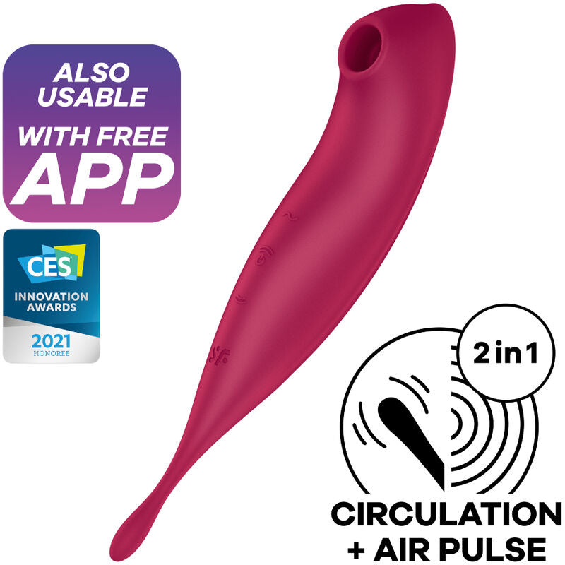 SATISFYER - APPLICATION DE STIMULATEUR ET VIBRATEUR TWIRLING PRO+ ROUGE