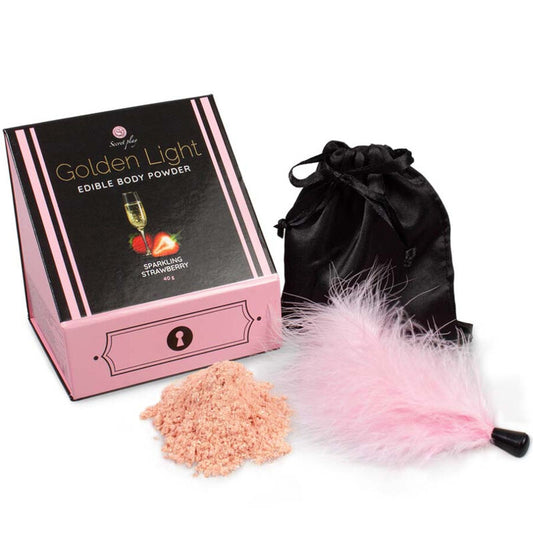 SECRETPLAY - GOLDEN LIGHT KIT EDIBLE POWDER AND SPARKLING STRAWBERRY FEATHER