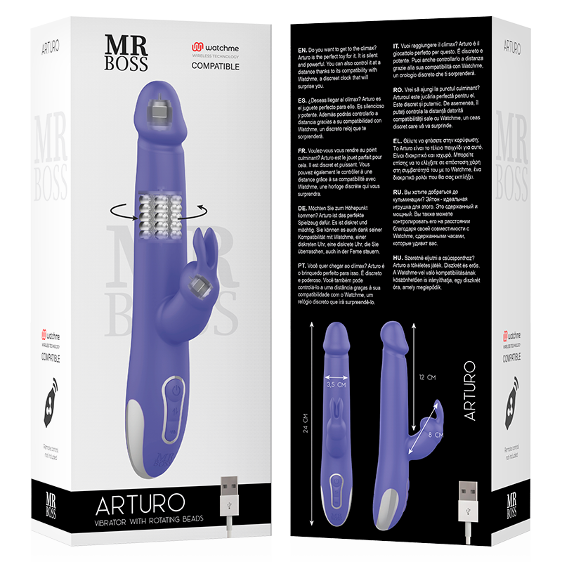 MR BOSS - ARTURO VIBRATOR AND ROTATOR COMPATIBLE WITH WATCHME WIRELESS TECHNOLOGY