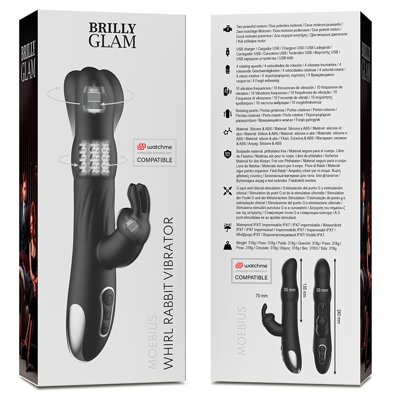 VIBRADOR Y ROTADOR BRILLY GLAM MOEBIUS CONEJO COMPATIBLE CON TECNOLOGÍA INALÁMBRICA WATCHME