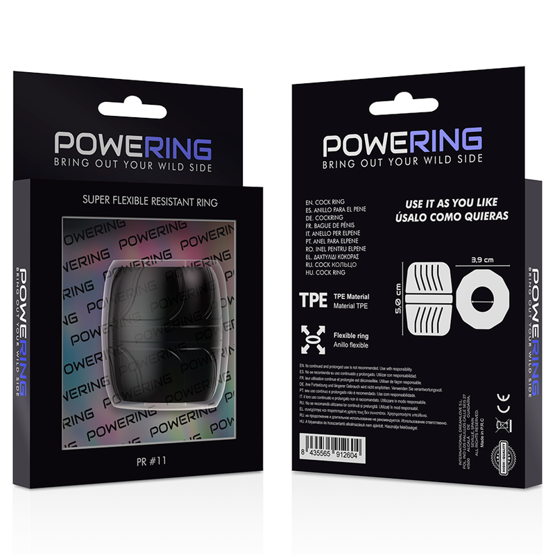 POWERING - ANILLO PARA EL PENE SUPER FLEXIBLE Y RESISTENTE 5 CM PR11 NEGRO