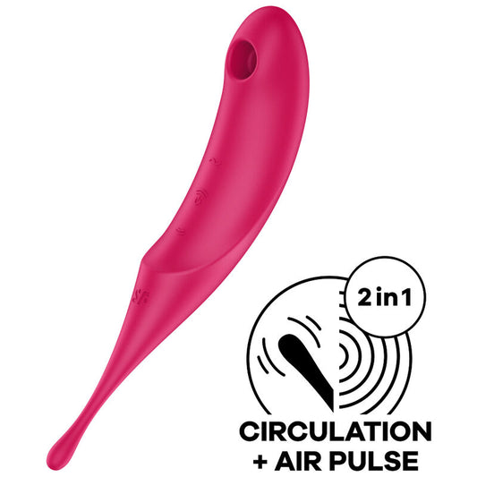 SATISFYER - STIMULATEUR ET VIBRATEUR TWIRLING PRO AIR PULSE ROUGE