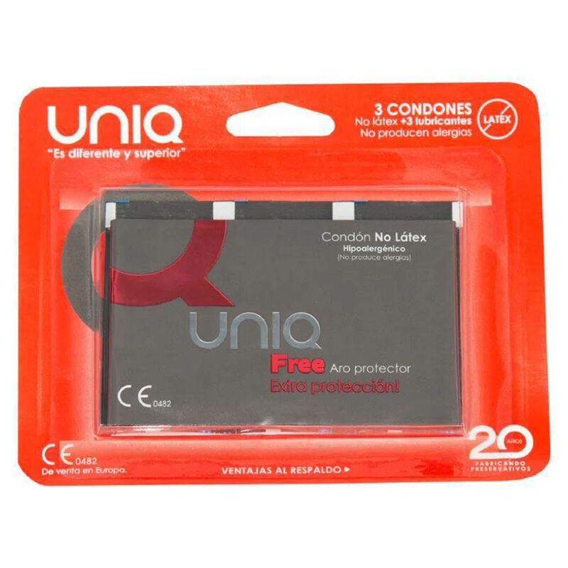 UNIQ - PRESERVATIVOS SIN LÁTEX CON ARO PROTECTOR GRATIS 3 UNIDADES