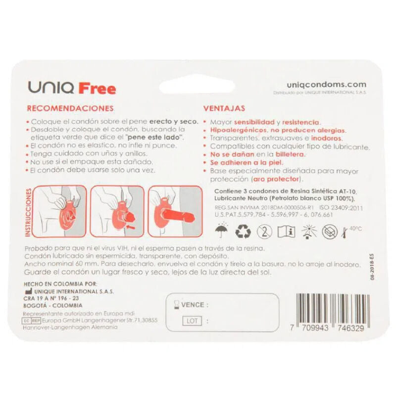 UNIQ - PRESERVATIVOS SIN LÁTEX CON ARO PROTECTOR GRATIS 3 UNIDADES