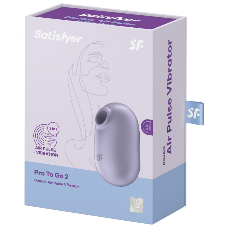 SATISFYER - ESTIMULADOR DE PULSO DE AIRE DOBLE Y VIBRADOR PRO TO GO 2 MORADO