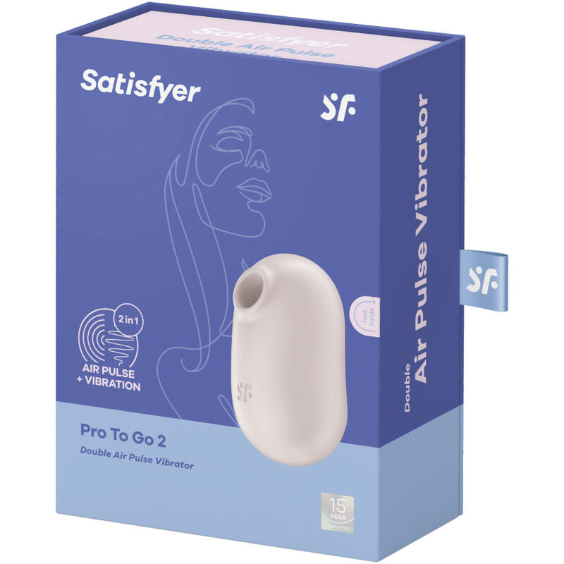 SATISFYER - ESTIMULADOR DE PULSO DE AIRE DOBLE Y VIBRADOR PRO TO GO 2 MORADO