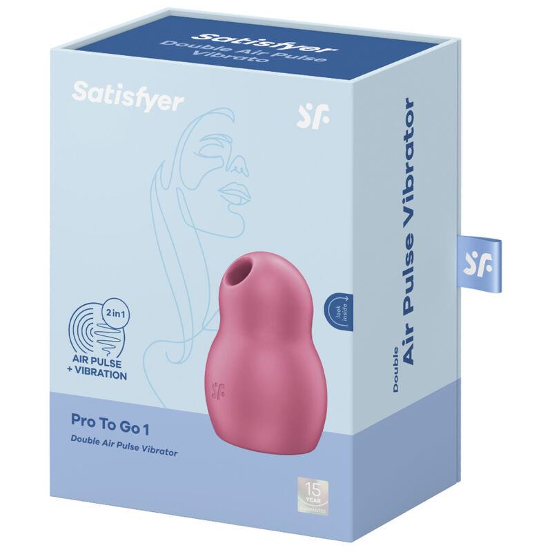 SATISFYER - ESTIMULADOR DE PULSO DE AIRE DOBLE Y VIBRADOR PRO TO GO 1 ROJO