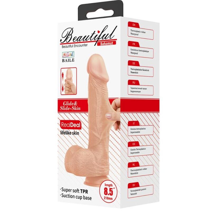 BAILE - BEAUTIFUL MEETING BAHAMUT DILDO REALISTA FLEXIBLE 21.8 CM NATURAL