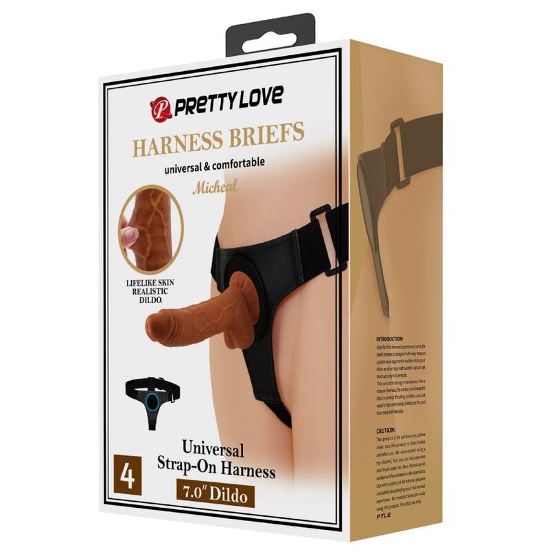 PRETTY LOVE - BRAGUITAS ARNÉS UNIVERSAL CON DILDO MICHEAL 20 CM NEGRO