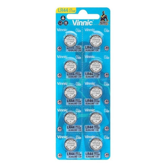 VINNIC - ALKALINE BUTTON BATTERY AG13 L1154F LR44 BLISTER*10