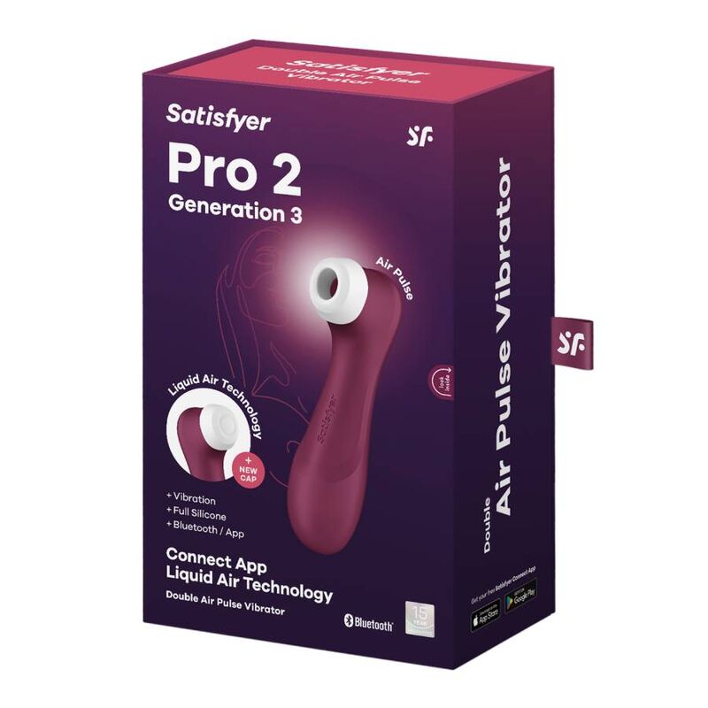 SATISFYER - PRO 2 GENERACIÓN 3 VINO ROJO BLUETOOTH Y APLICACIÓN