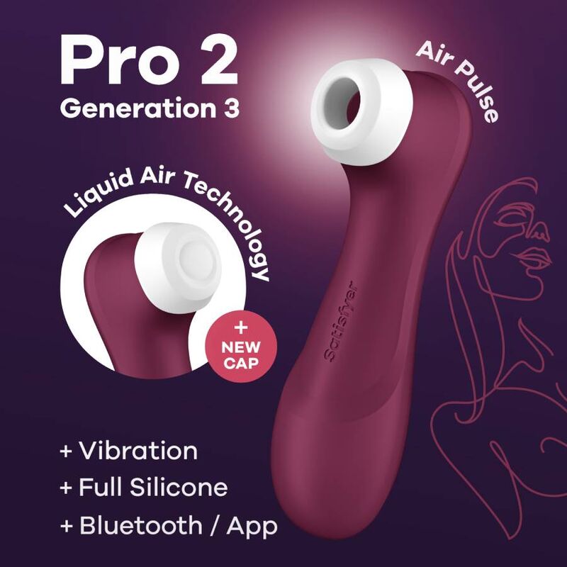 SATISFYER - PRO 2 GENERACIÓN 3 VINO ROJO BLUETOOTH Y APLICACIÓN