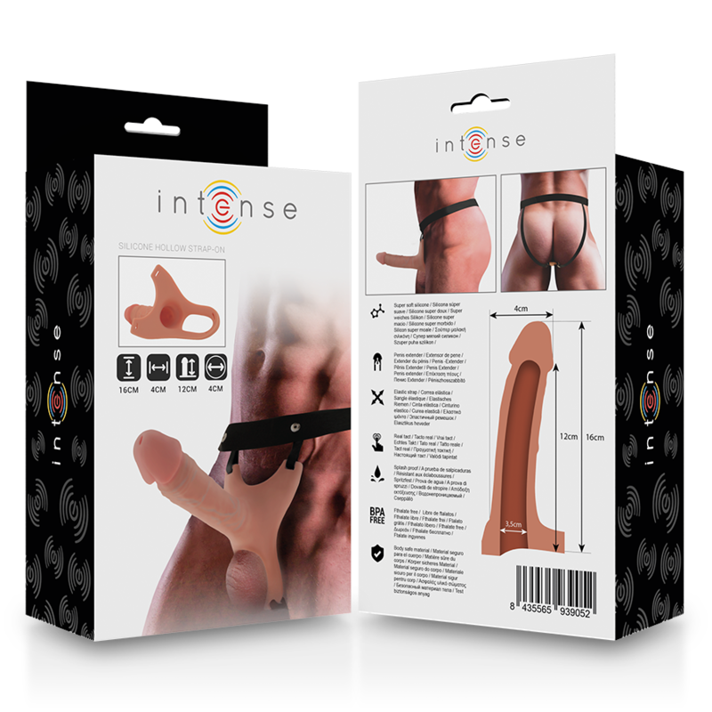 INTENSE - HARNAIS CREUX AVEC GODE EN SILICONE 16 X 3,5 CM