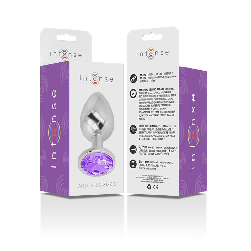 INTENSE - PLUG ANAL DE METAL DE ALUMINIO CON CRISTAL MORADO TALLA S