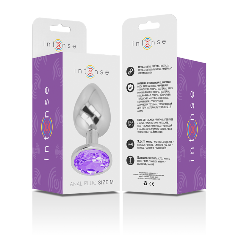 INTENSE - PLUG ANAL DE METAL DE ALUMINIO CON CRISTAL MORADO TALLA M