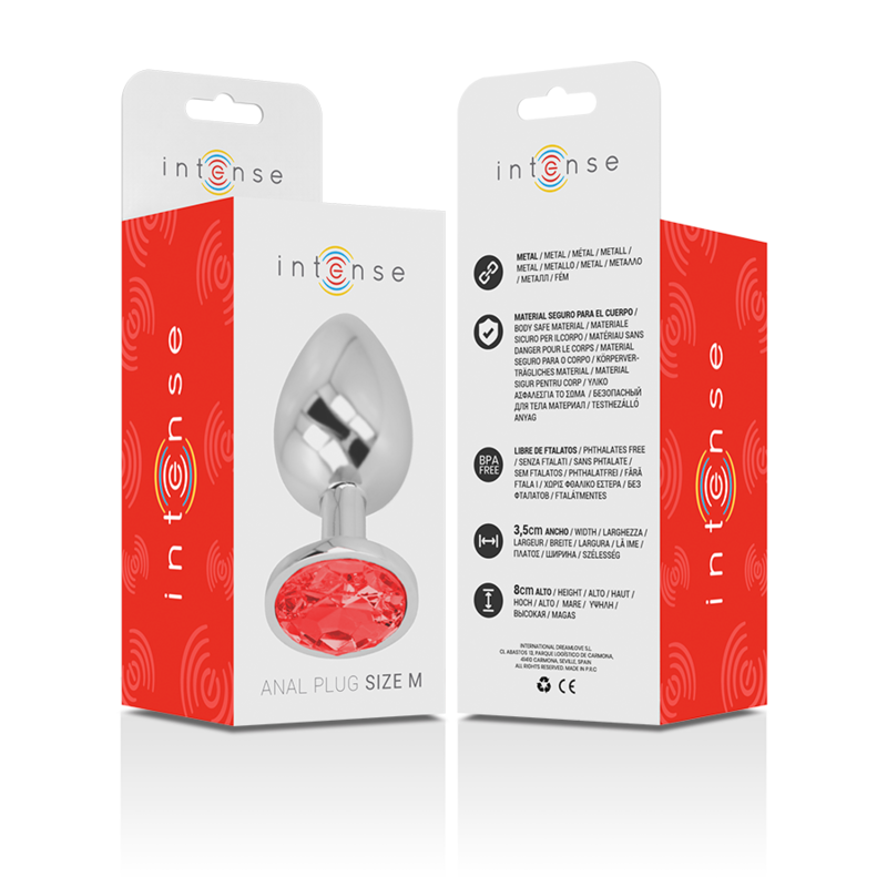 INTENSE - PLUG ANAL DE METAL CON CRISTAL ROJO TALLA M