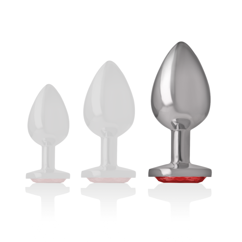 INTENSE - PLUG ANAL EN MÉTAL ALUMINIUM AVEC CRISTAL ROUGE TAILLE L