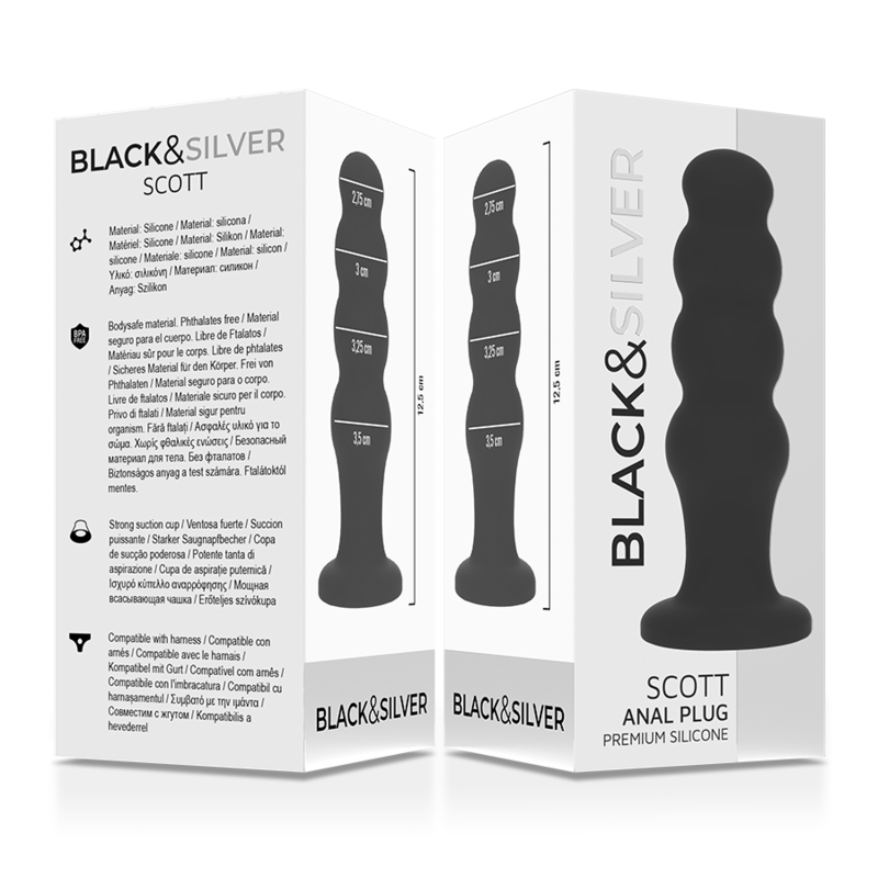 BLACK&amp;SILVER - PLUG ANAL DE SILICONA NEGRO SCOTT PREMIUM