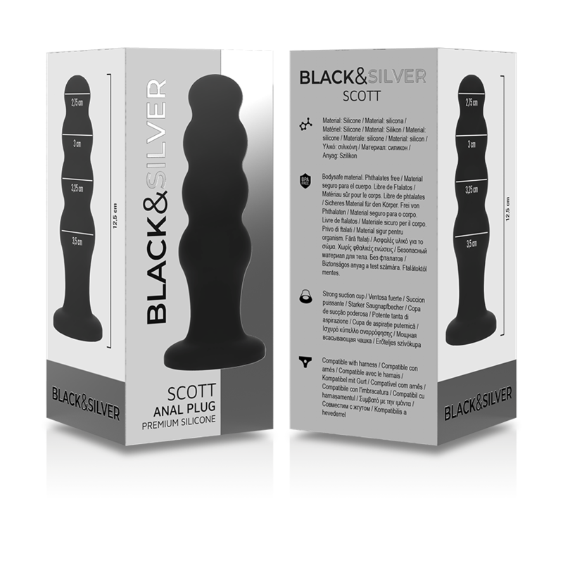 BLACK&amp;SILVER - PLUG ANAL DE SILICONA NEGRO SCOTT PREMIUM