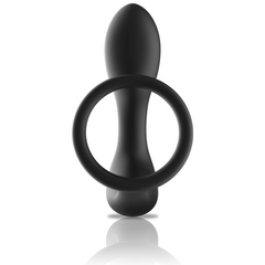 BLACK&amp;SILVER - BLACK SILICONE RECHARGEABLE REMOTE CONTROL ANAL MASSAGER