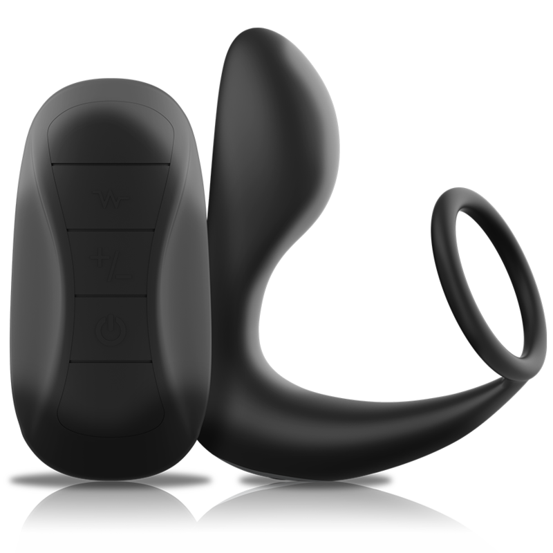 BLACK&amp;SILVER - BLACK SILICONE RECHARGEABLE REMOTE CONTROL ANAL MASSAGER