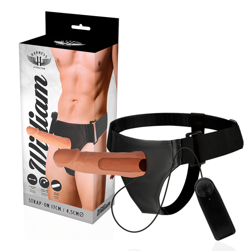 HARNESS ATTRACTION - WILLIAN HOLLOW RNES AVEC VIBRATEUR 17 CM -O- 4.5 CM