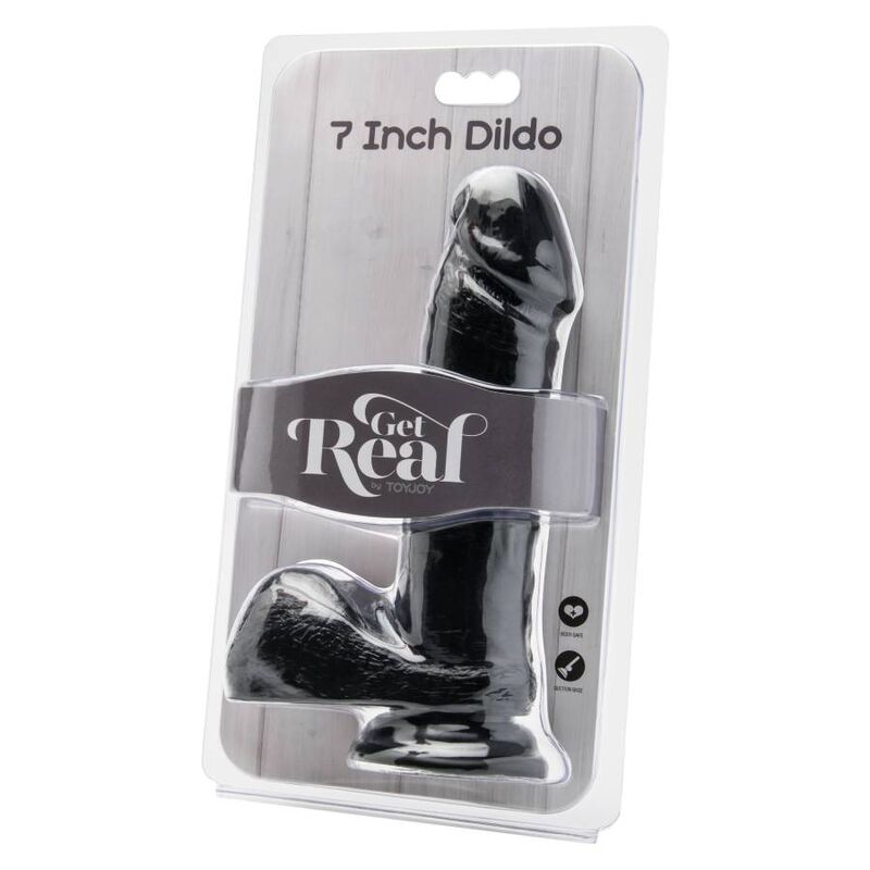 GET REAL - DILDO DE 18 CM CON BOLAS NEGRAS