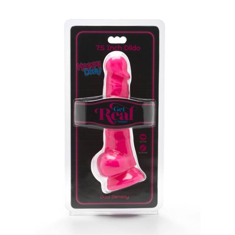 GET REAL - HAPPY DICKS 19 CM WITH PINK BALLS