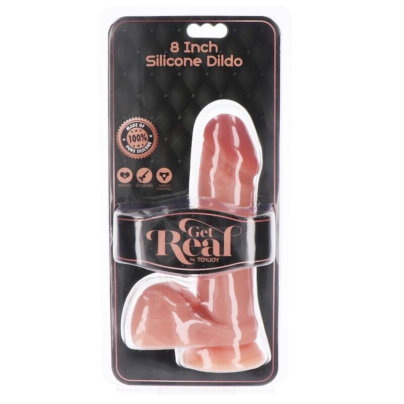 GET REAL - DILDO DE SILICONA DE 20,5 CM CON BOLAS DE PIEL