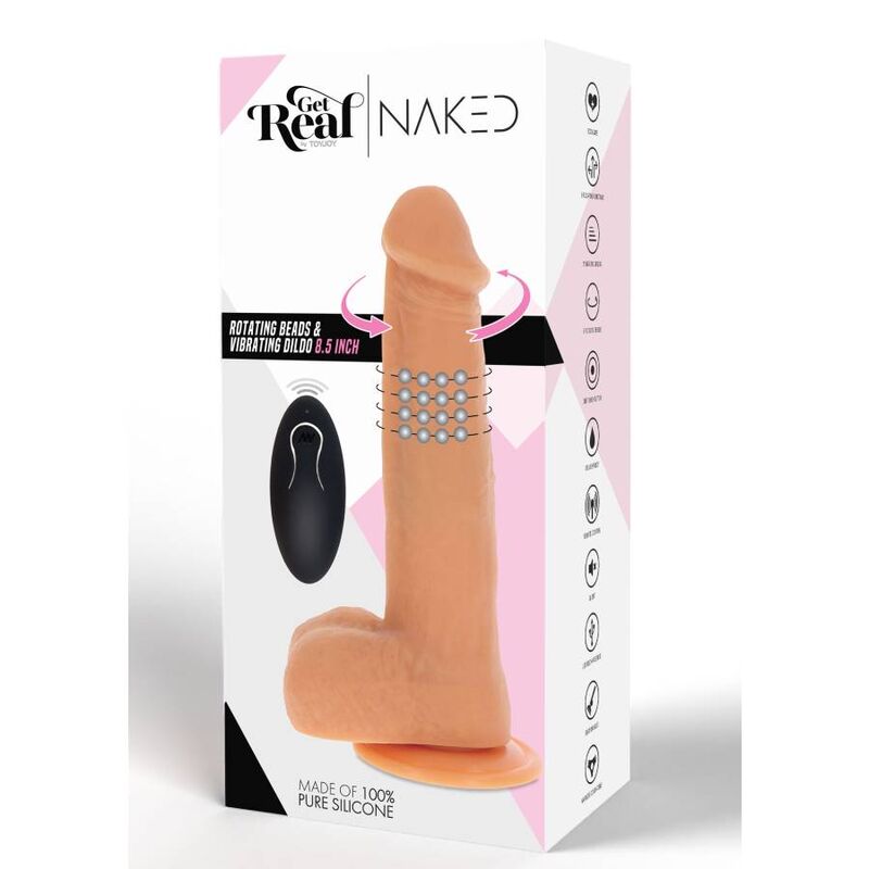 HAZTE REAL - PIEL DE DILDO VIBRADOR CON CUENTAS GIRATORIAS