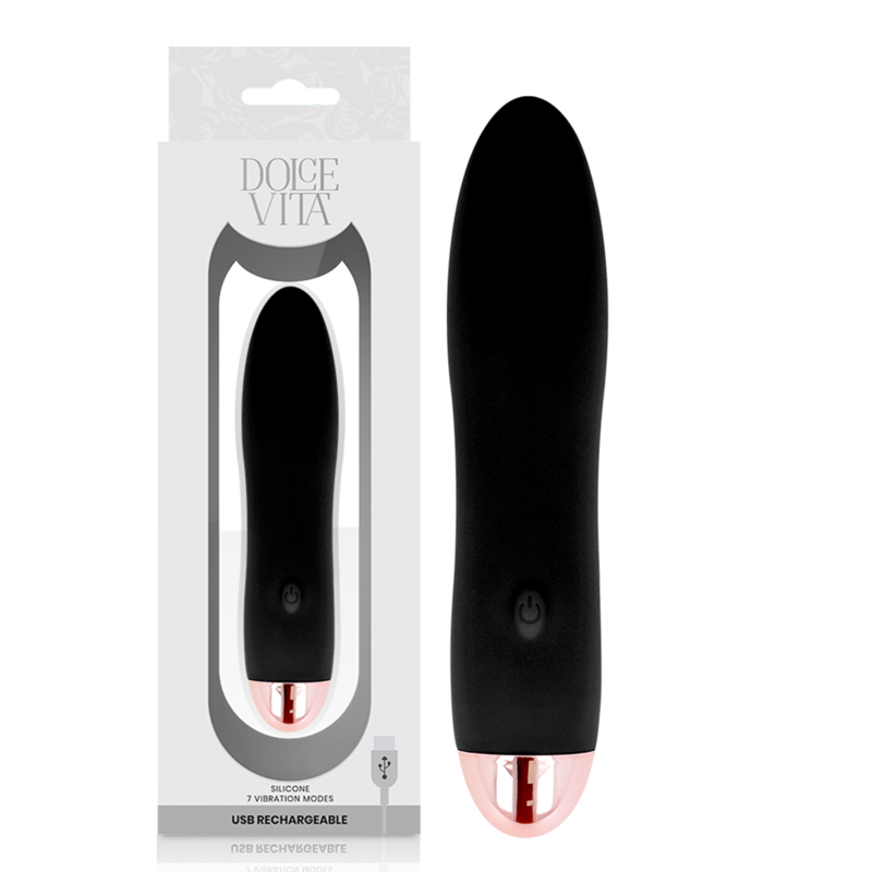 DOLCE VITA - VIBRATEUR RECHARGEABLE QUATRE NOIR 7 VITESSES