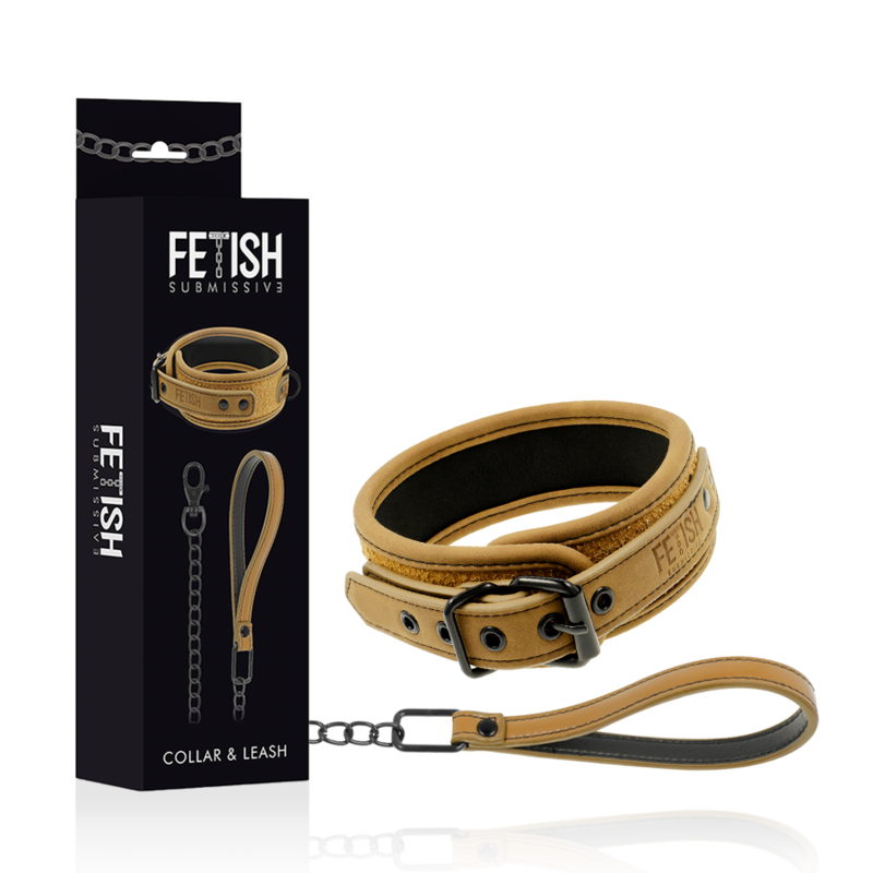 FETISH SUBMISSIVE ORIGEN - NEOPRENE LINED COLLAR WITH CHAIN