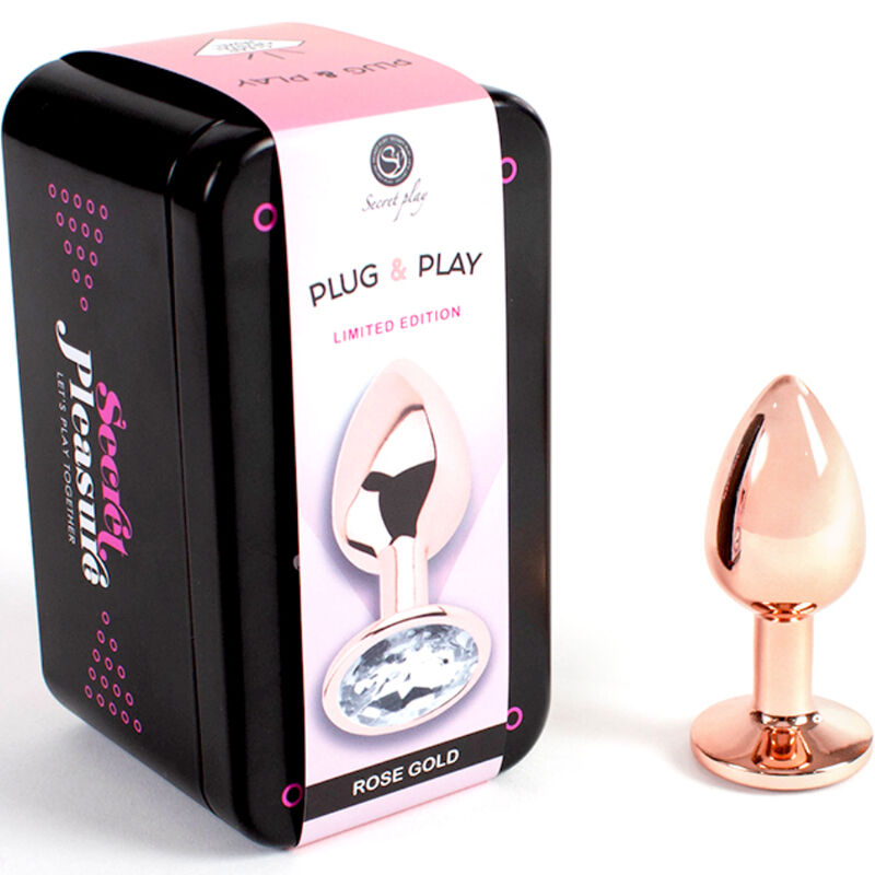 SECRETPLAY - PLUG ANAL DE METAL ORO ROSA PEQUEÑO 7 CM