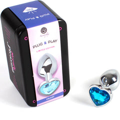 SECRETPLAY - PLUG ANAL DE METAL CORAZÓN AZUL TAMAÑO PEQUEÑO 7 CM