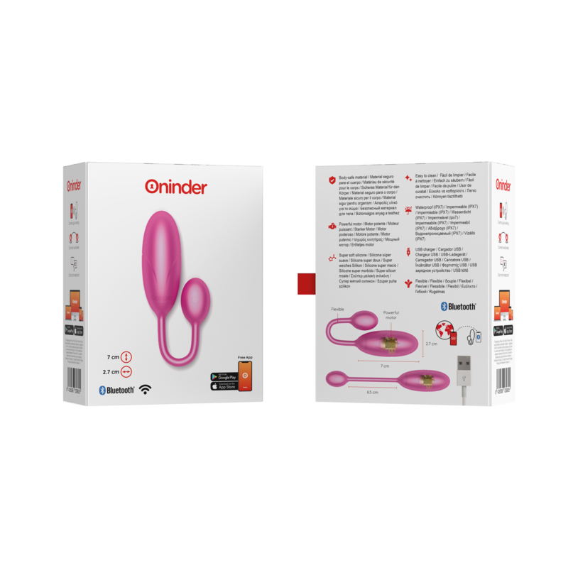 ONINDER - VIBRATING EGG DENVER PINK 7 X 2.7 CM FREE APP