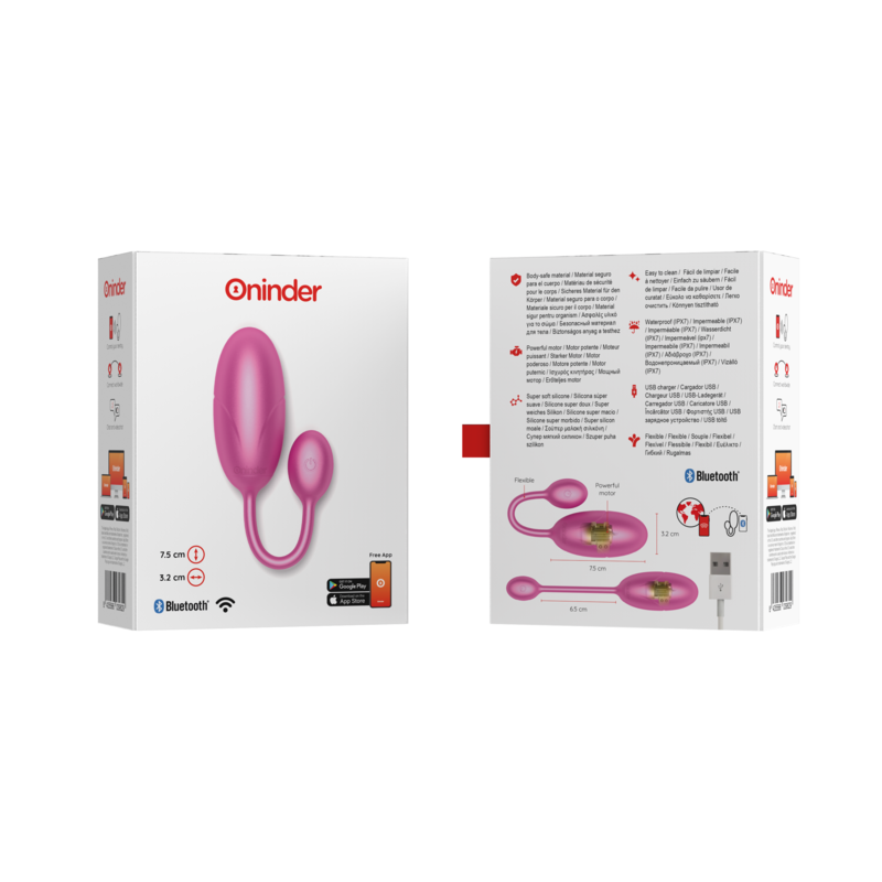 ONINDER - VIBRATING EGG TOKYO PINK 7.5 X 3.2 CM FREE APP