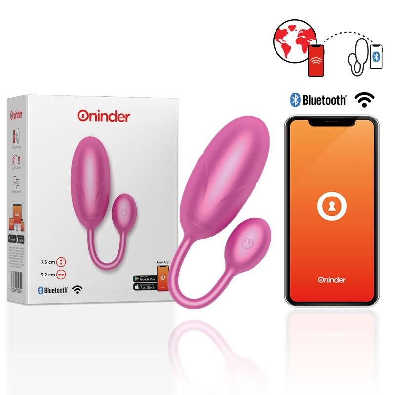 ONINDER - VIBRATING EGG TOKYO PINK 7.5 X 3.2 CM FREE APP