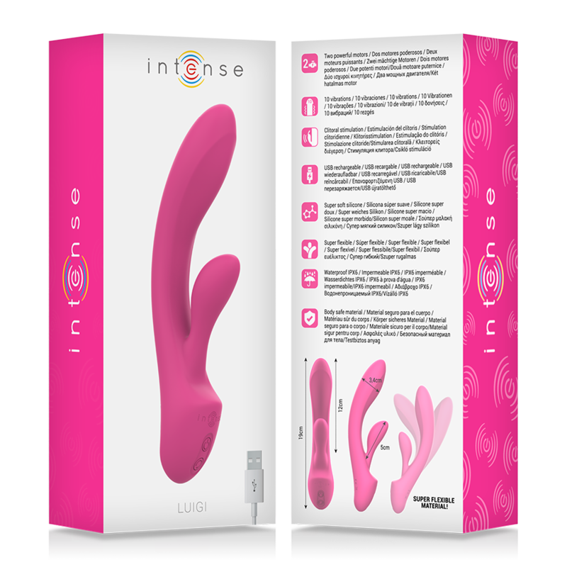 INTENSO - LUIGI CONEJO VIBRADOR DE SILICONA LÍQUIDA ROSA