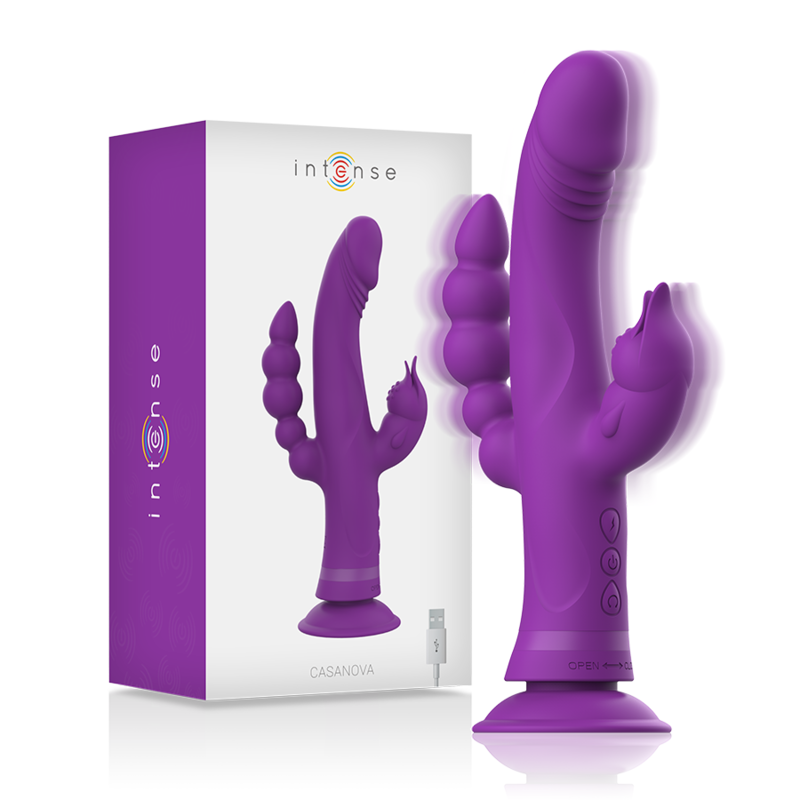 INTENSE - CASANOVA CONEJO VIBRADOR DE SILICONA TRIPLE MOTOR MORADO