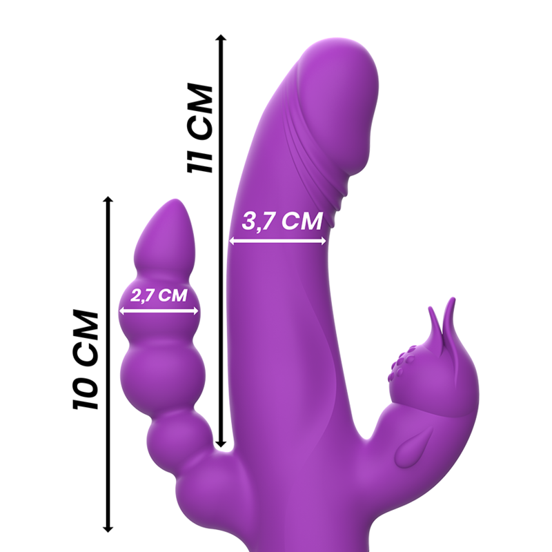 INTENSE - CASANOVA CONEJO VIBRADOR DE SILICONA TRIPLE MOTOR MORADO