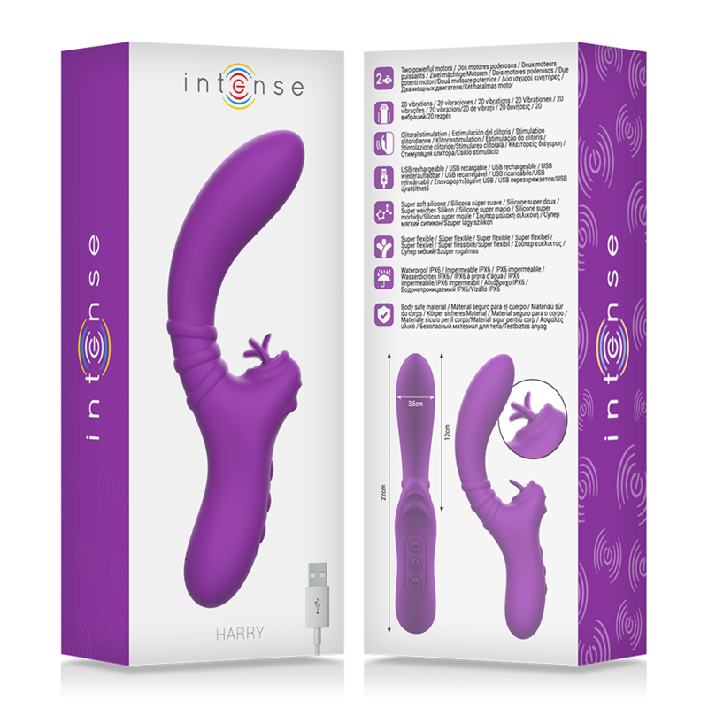 INTENSO - HARRY VIBRADOR FLEXIBLE LENGUA MORADA