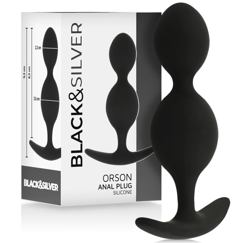 BLACK&amp;SILVER - ORSON SILICONE 2-WAVE ANAL PLUG 9 CM